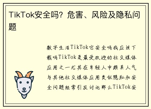 TikTok安全吗？危害、风险及隐私问题